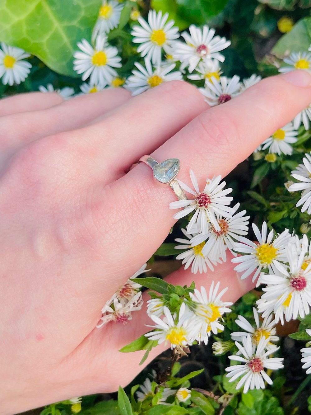 Image of Blue Topaz Teardrop Silver ring