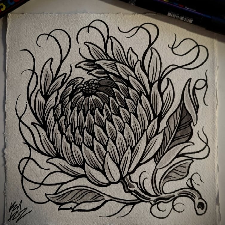 Image of Flower greywash - Original
