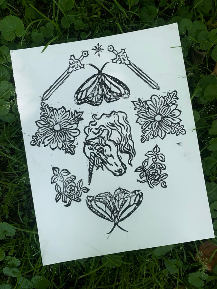 Image of Moths and the Unicorn Print