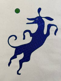 Image 2 of Whippet Cushion Cover - Blue whippet & ball