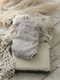 Image 2 of Photo prop | Newborn boy onesie for photoshoot | Robbie| neutral beige | sleeveless
