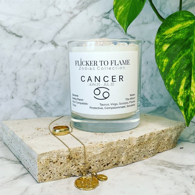 Zodiac Crystal Infused Candle 450g - CANCER  **ONLY 10 AVAILABLE**