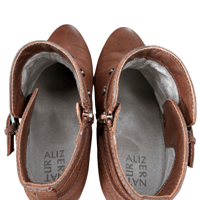 Image 8 of Naturalizer Wilda Brown Flat Studded Ankle Boots with Buckle -Size 9.5