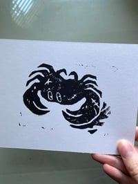 Image 2 of Battle-Scarred Crab Linocut Print