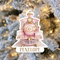 Train Tree Ornament- Pink