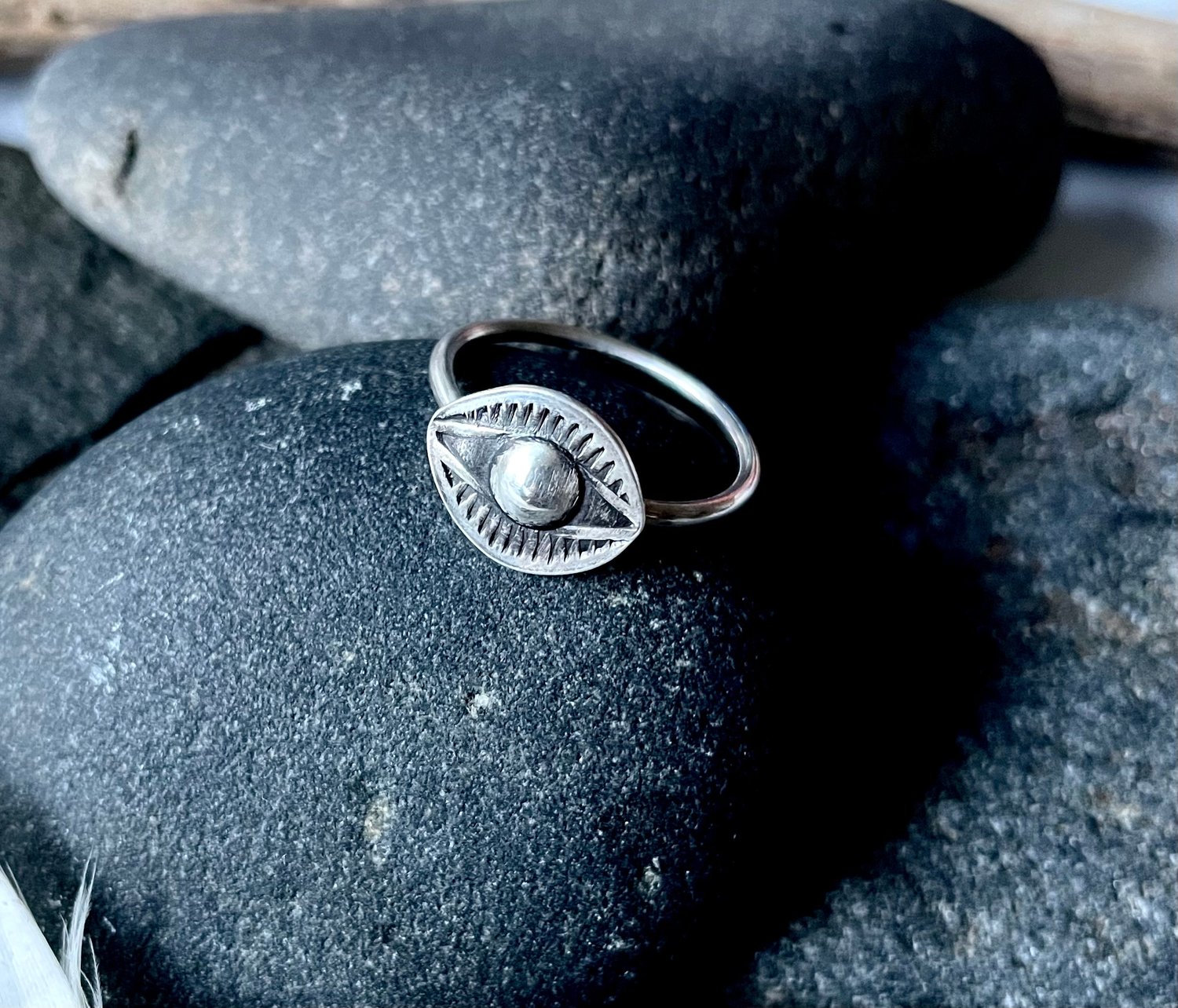 Image of Handmade Sterling Silver Evil Eye Ring 