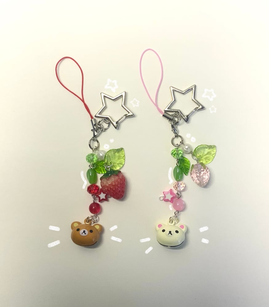 Image of Strawberry rilakkuma bell charms ⋆˚✿