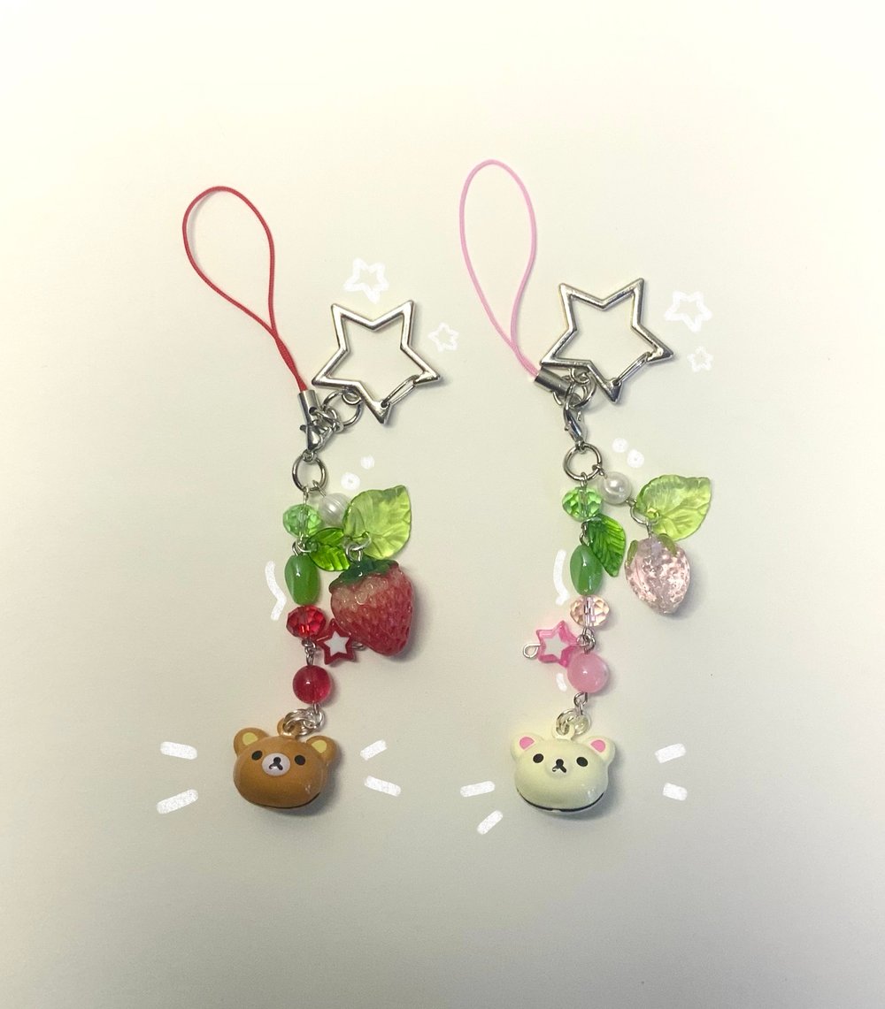 Image of Strawberry rilakkuma bell charms ⋆˚✿