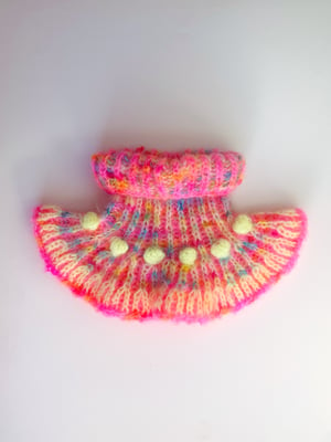 Image of Sofie and Iris Intense Coral/Pink, Multi-Colour and Pastel Neon Yellow Mohair Collar