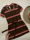70s surfer girl knit stripe tee dress