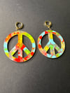 Gold Cubic Zirconia Rainbow Peace Sign 