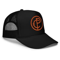 Image 2 of Corbin Pickard Logo Black and Orange Foam trucker hat