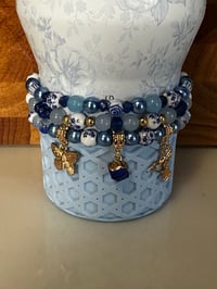 Image 1 of Cherish Blue and White Tumbler Bracelet Stack