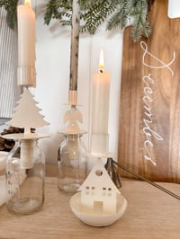 Image 2 of Cream Christmas Candle Holders ( set or singles )