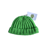 Image 1 of Ribbed crochet beanie in green