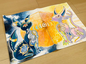 Image of Original Art: Jap Style “Dissected Monster” Poster Series - Umbreon X Espeon // Sineko So