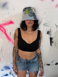 Image 5 of “LIGHT MY FIRE” CUSTOM PAINTED DENIM BUCKET HAT 
