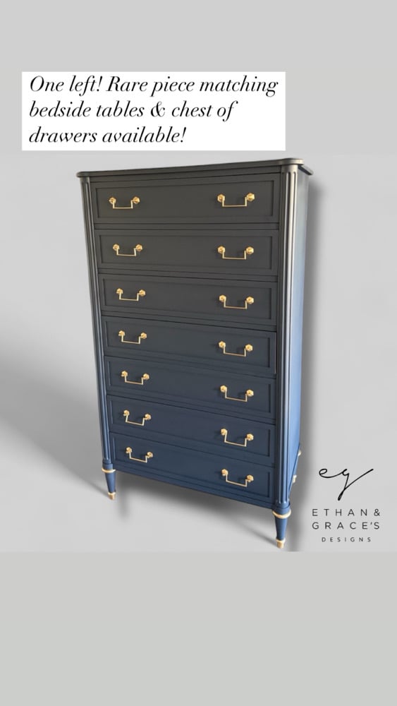 Image of stag tallboy & matching bedside tables 