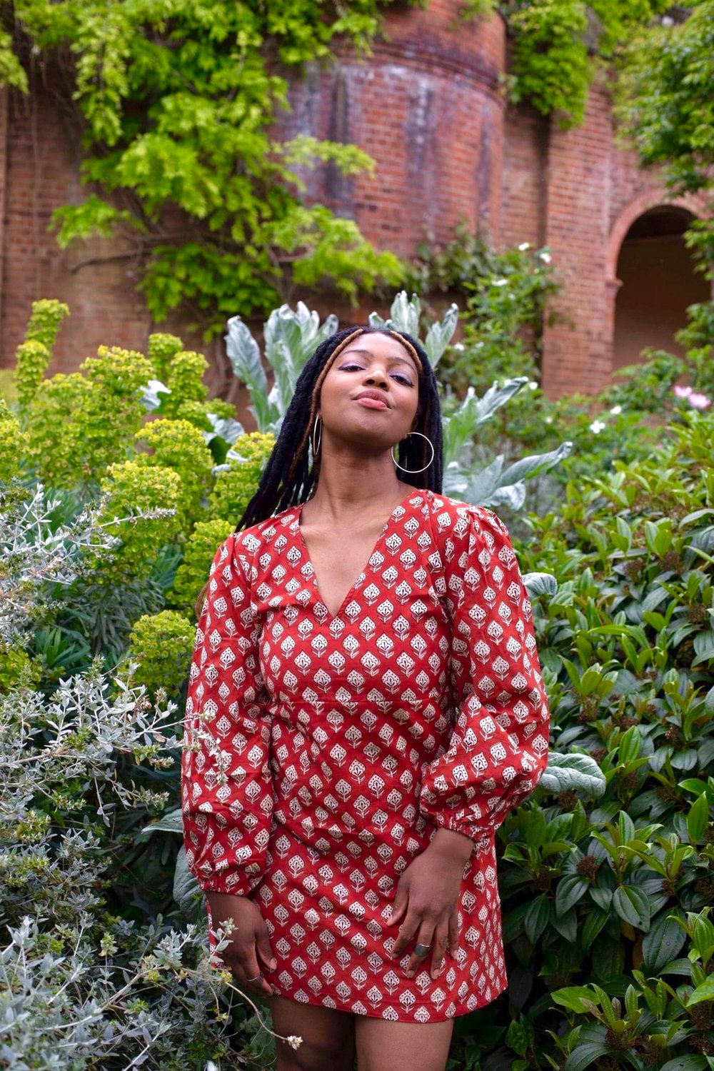 Image of The Nomi Dress in Block Print Rust