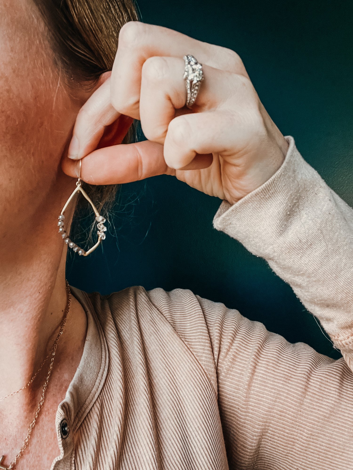 Image of Labradorite and Herkimer Diamond Teardrop Dangles