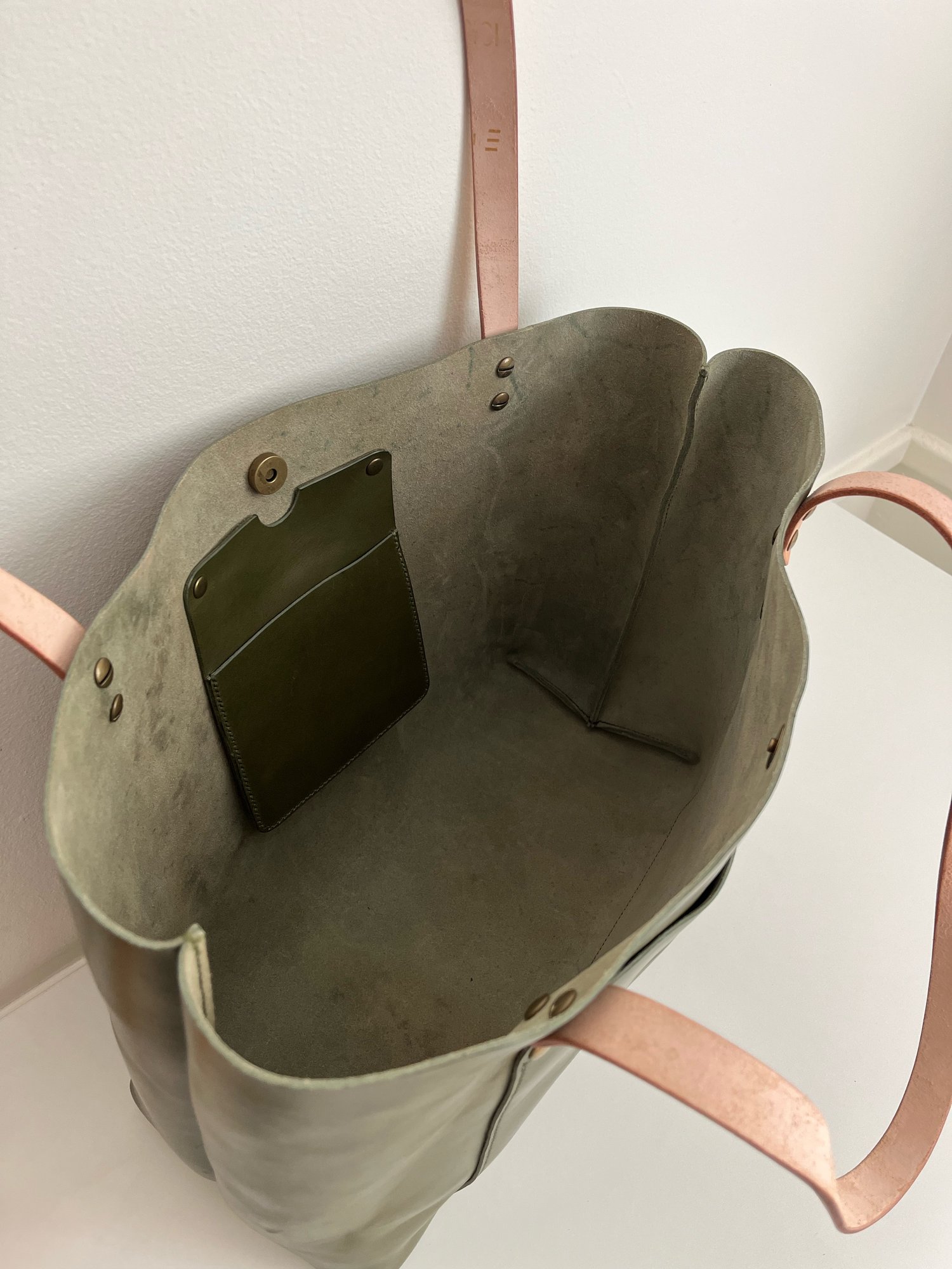 Image of Olive Green Italian Vachetta Carry-all Tote