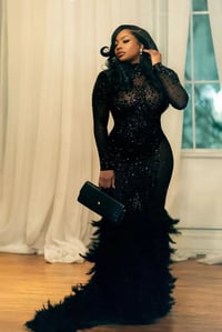 Image 2 of KAELIE BLACK FEATHER DRESS