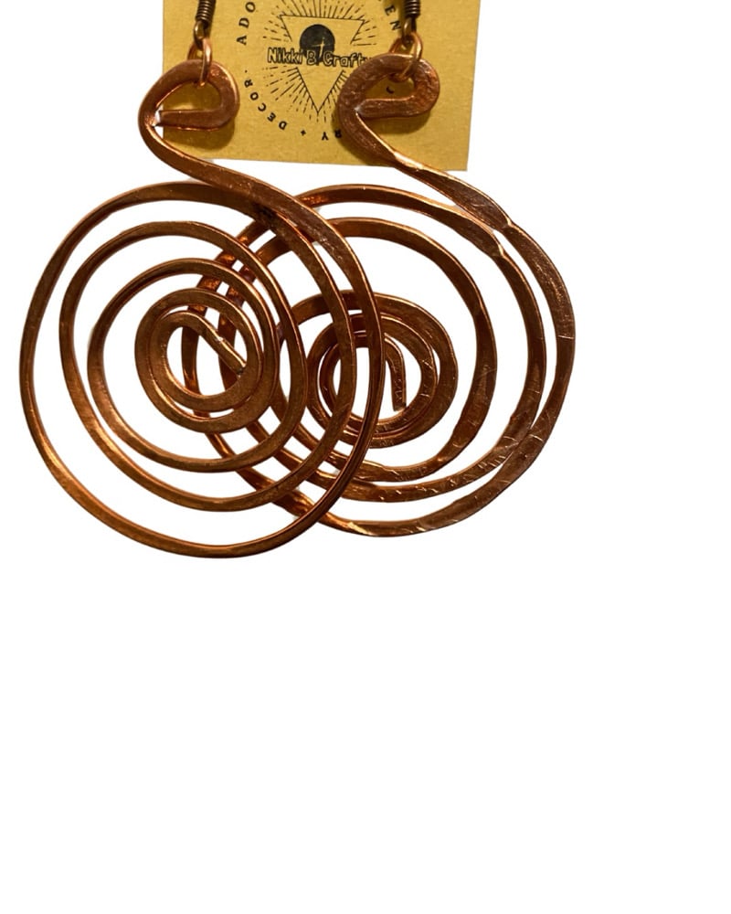 Image of Large Copper Color Swirl Earrings 