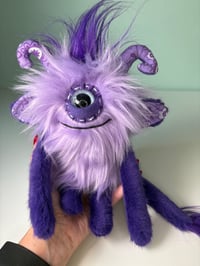 Image 4 of Happy Weighted Cyclops Monster w/ Tail -  Purple