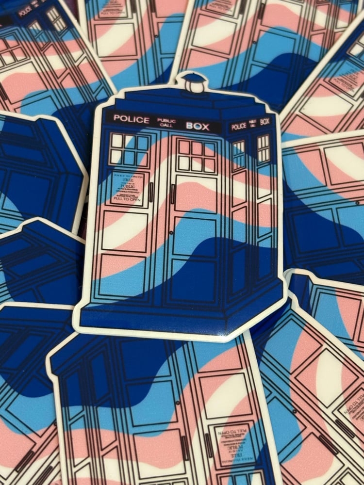Image of Transgender Pride Tardis Sticker