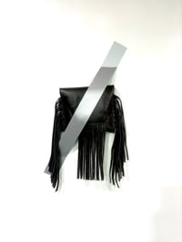 Image 1 of Major Fringed Black Leather Clutch