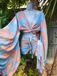 Image 2 of Pefkos co ord sarong set- pompoms browns