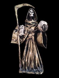Image 2 of Gold Santa Muerte Statue with owl