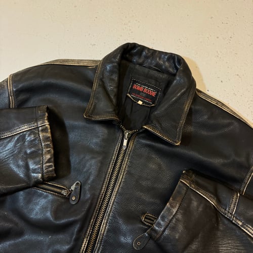 Image of 1990s Bomb Boogie Heayweight Leather Jacket, Size XXL