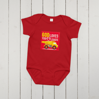 Image 1 of Baby jersey bodysuit (God loves you loads)