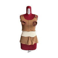 Image 1 of Earth Tone Patchwork Set: Crop Top & Micro Skirt