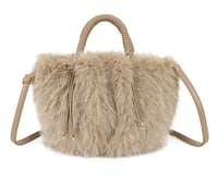 Image 2 of Sparkle Faux Fur Plush Satchel Cozy Shoulder Handbag