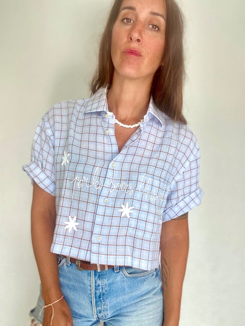 Image of Chemise crop "les soirs bleus"