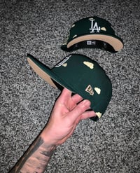 Image 2 of BEIGE BRIM PARTLY CLOUDY PINE GREEN LATTE SD PADRES CUSTOM FITTED CAPl