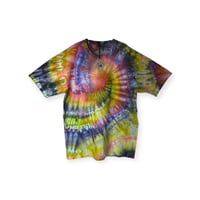 Image 1 of XL Adult Combed Cotton Tee in Bright Spiral Ice Dye