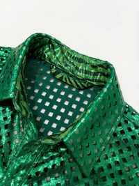 Image 3 of Green Paradise Metallic Leather Button Up (Ready To Ship❗️)