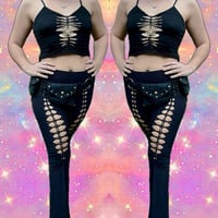 Image 3 of Slit Weave Flare Pants ONLY Made To Order 