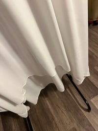 Image 4 of white sheer high /low puff sleeve beaded neck top