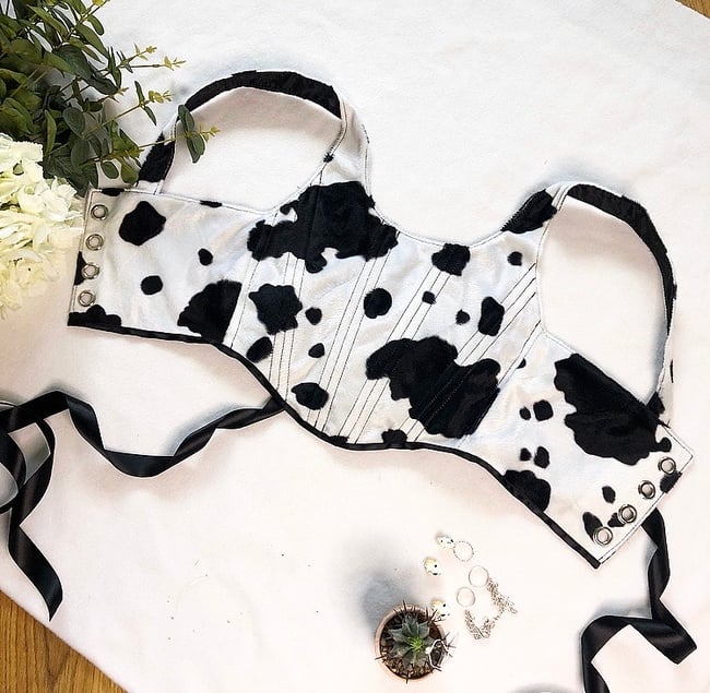 multiple animal prints* velboa reversible corset
