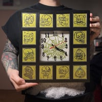 Image 1 of Linocut Skull clock