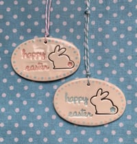 Image 5 of Pastel Polka Dot Happy Easter Bunny Oval Tile