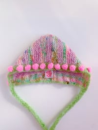 Image 4 of Sofie and Iris Garden Multi-Color, Bubble Gum Pink and Green Striped Mohair Bubble Bonnet