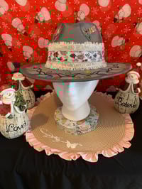 Image 2 of "Christmas Lights" Hand-Burned Narrow Brim Christmas Fedora Hat