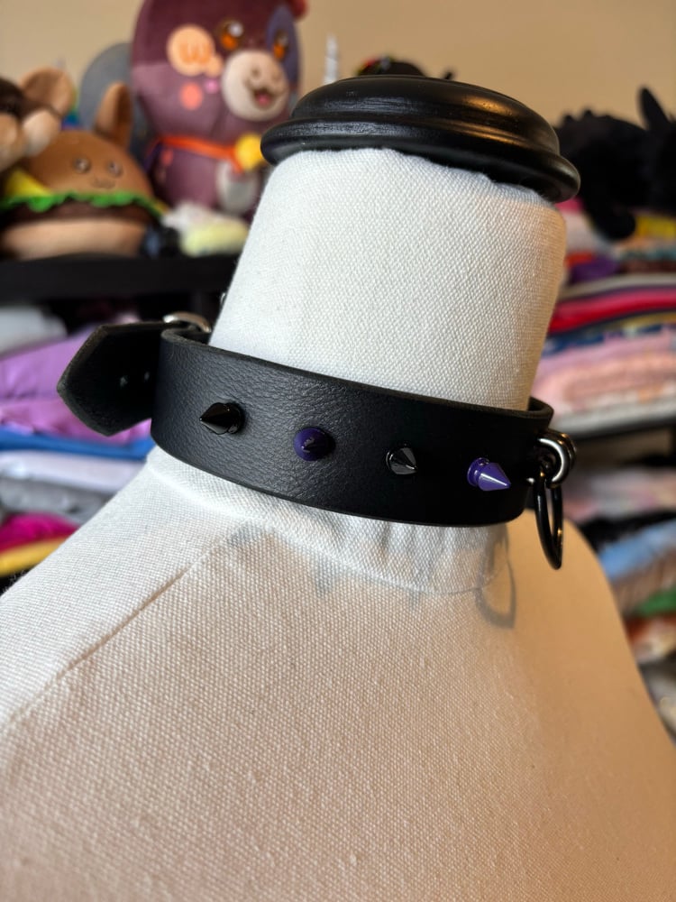 Image of Purple & Black Leather Collar