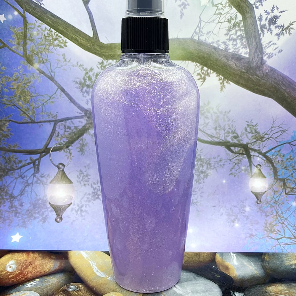 Image of Goddess Stardust Elixir Shimmer Spray. Jasmine, Peach, Gardenia.