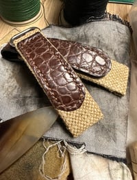 Image 1 of Brown alligator And Tan Canvas Velcro Strap